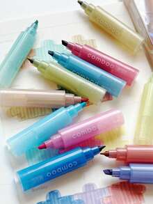 Stackable Soft-Tip Fluorescent Pens, Portable Colorful Highlighter Pens For Journaling, Students, Marking Highlights, Stress Relief, Fun Writing, Back To School - Splicing Highlighter - View 5
