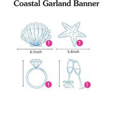 Beach Last Call Banner, Beach Bridal Or Bachelorette Party Decor, Seashell, Champagne Glass, Wedding Ring Shaped Decorations - View 7