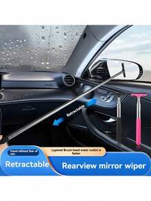 1 pieza Limpiaparabrisas retráctil multifuncional para espejo retrovisor de coche, cepillo extensible para limpiar ventanas - Talla única para todos - Ver 2