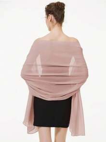 Khăn choàng voan chiffon cho cô dâu, dự tiệc cưới, váy dạ hội và các dịp đặc biệt, đi biển, nghỉ lễ. - Màu Hồng baby - Xem 2