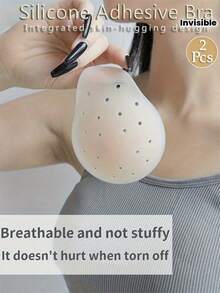 2Pcs Hollow Silicone Adhesive Bra | Invisible Push Up Nipple Covers | Skin-Friendly Sticky Bra For Backless & Strapless Outfits - Multicolor - View 2