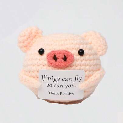 1pc Pig Crochet Fun Pig, Hand-Knitted Wool, Home Office Decoration, Cute Pig Crochet Plush Toys, Suitable For Friends, Parties, Birthdays, Thanksgiving.