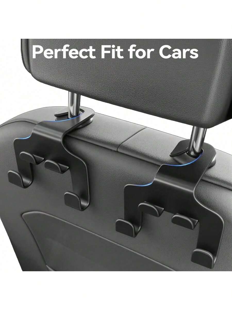Car Seat Headrest Hooks, Car Seat Bag Hooks, Car Seat Hanger Hooks - 4-In-1 Car Back Seat Headrest Hook Organizer, Universal Car Seat Hooks For Purses, Handbags, Clothes, Coats, Water Bottles, Etc., Perfect Match With Car Interior Accessories - Multicolor - View 1
