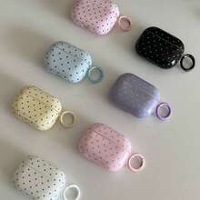Korean Style Minimalist 7-Color Polka Dot + Ring Earphone Case Compatible With Apple For AirPodsPro3 Case/For AirPodsPro2 Case/For AirPods4 Case/For AirPods3 Case/For AirPods2 Case/Fashion Women's Earphone Case/Minimalist Earphone Case/Apple Earphone Case/Apple Earphone Cover/Men's Earphone Case - Multicolor - View 4