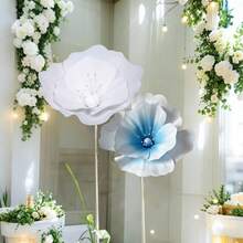 Gran flor de amapola artificial de espuma, cabeza de flor artificial, decoración de fondo para boda, decoración de escenario, flor guía de pasillo, decoración del hogar, centro de mesa, Día de San Valentín, cumpleaños, ceremonia de graduación - Multicolor - Ver 46