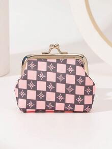 1pc Vintage Checkered Pattern Kiss Lock Coin Purse For Women, Mini Portable Small Wallet, Cute Star Print Clasp Pouch For Coins Cards Lipstick, Fashion Daily Accessory Wallet Mini Wallet Purse Wallet Cute Wallet Coin Wallet Travel Essential Summer - Multicolor - View 15