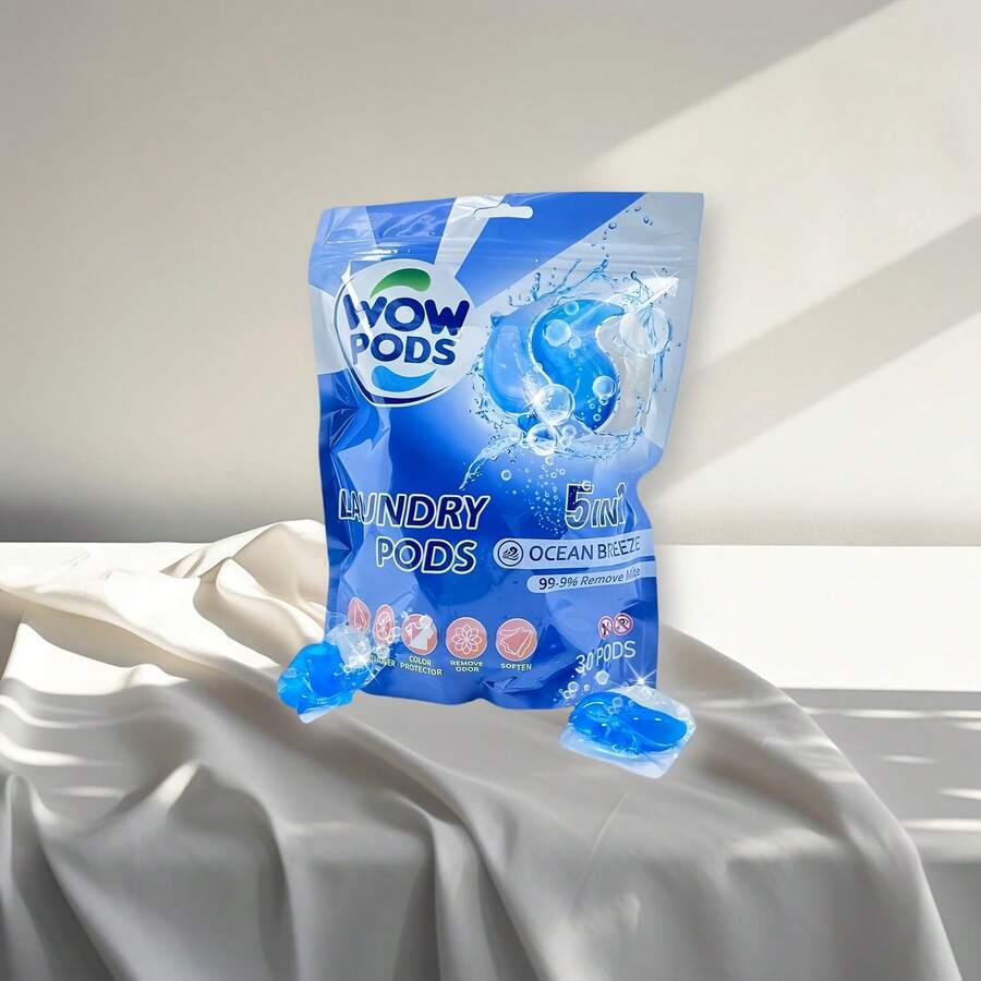 3-Compartment Laundry Detergent Pearls, 15g, 30pcs, Soft & Comfortable, Strong Stain Removal, Fresh Deodorizing, Effective Cleaning, Suitable For Washing Machines - Liquid - View 1