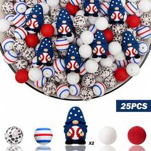 25/32/54 piezas Juego de cuentas de silicona con diseño de béisbol, cuentas sueltas con forma de jersey, guante y lazo de béisbol, para hacer llaveros, collares, pulseras, decoración, bolígrafos y colgantes, regalo de cumpleaños y festividades - Serie de béisbol - Ver 16