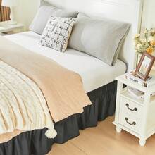 VOLTITO 1pc Elastic Bed Ruffle - Easy Wrap Around Ruffle - Microfiber Bed Skirt With Adjustable Elastic Belt 15 Inch Tailored Drop - Hotel Quality Bedskirt, Fade Resistant (T/F/Q/K) - Black - View 10