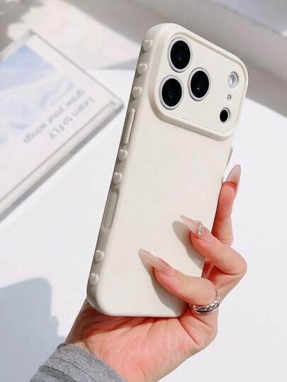 Ốp lưng điện thoại TPU màu trơn, họa tiết trái tim 3D đơn giản, phù hợp với 17/16/15/14 Pro Max.