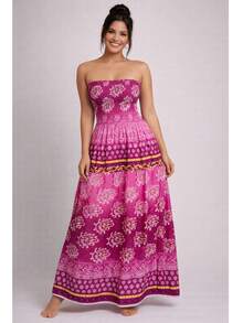 July Strapless Tropical Dress In Various Prints, 2025 Collection - hoa hồng mùa xuân - Xem 1