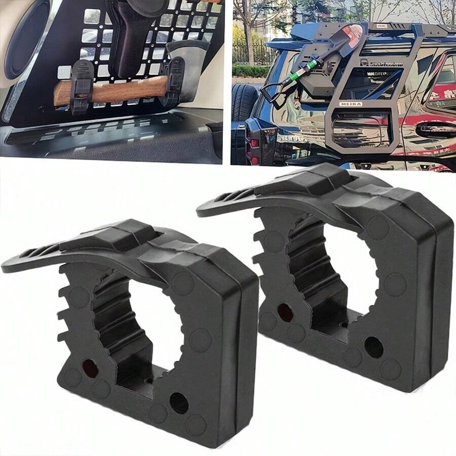2pcs Quick Release Clamps, Made Of Synthetic Rubber, Suitable For Securing Tools And Equipment On Off-Road Vehicles, ATVs, Trucks And Other Vehicles. Can Be Used As Tool Storage Clips, Outdoor Shovel Holders, Tool Racks, Camping Gear Fasteners