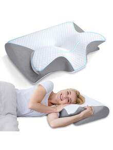 Breathable Cover Dual Position Sleep Pillow, Ergonomic Contour Memory Foam Support Pillow, Soft Comfort Pillow For Daily Bedroom Rest - Gray - View 12