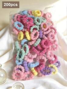 100个/包 纯色可爱发圈，发饰，马尾辫发圈，橡皮筋发绳 - 彩色 - 查看 9