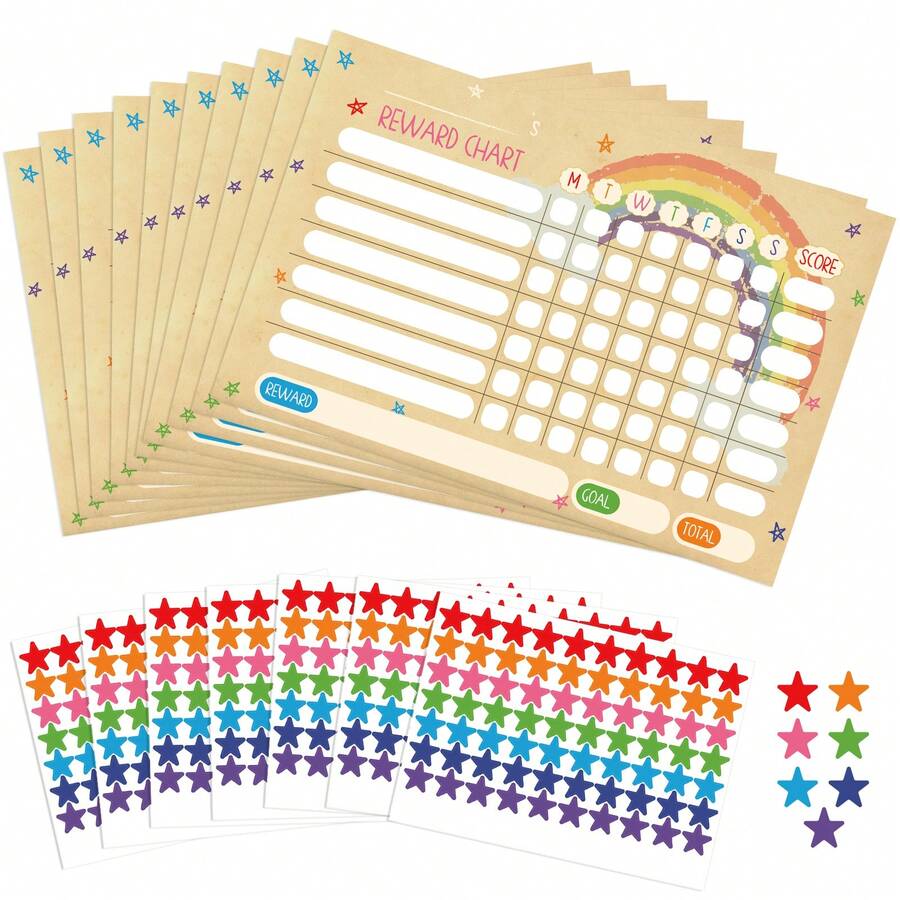 10pcs Reward Charts And 7pcs Star Stickers - Positive Reinforcement ...