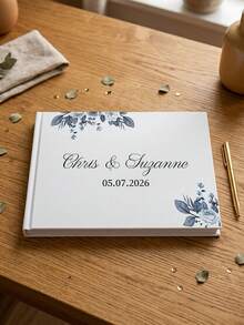 1pc Customized Wedding Guest Book With Watercolor Floral Design, Can Customize Couple's Names And Date, Unique Wedding Memorabilia, Suitable As Wedding Gift - Multicolor - View 17