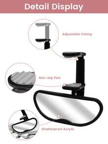 Clip Baby Car Mirror – Rear Facing Car Mirror For Baby, Over-The-Mirror Design, Shatterproof Glass, 360° Swivel, Universal Fit For Rearview Mirror – Toddler Car Safety Essential, Baby Car Accessories - 彩色 - 查看 3