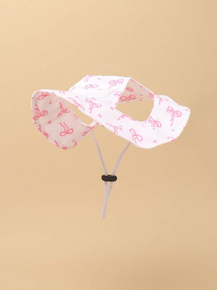 Pink Small Butterfly Polyester Sun Hat, Ear-Exposed Design, Sun Protection Function. Dog Hat, Pet Essential Item. Suitable For Small Dogs To Wear Outdoors All Year Round. - Multicolor - View 1