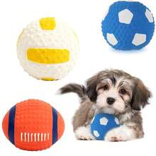 互动宠物狗玩具，乳胶发声玩具，咀嚼玩具，耐用咀嚼球，互动自玩玩具，橄榄球，橄榄球，适合小型犬，泰迪训练狗玩具 - 彩色 - 查看 10