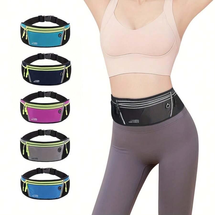 Slim Running Belt Fanny Pack, Waist Bag For Hiking, Cycling, And Workouts, Reflective Jogging Pouch, Travel Holder For Money And Phone, Additions For Running Gear - Grey - View 1