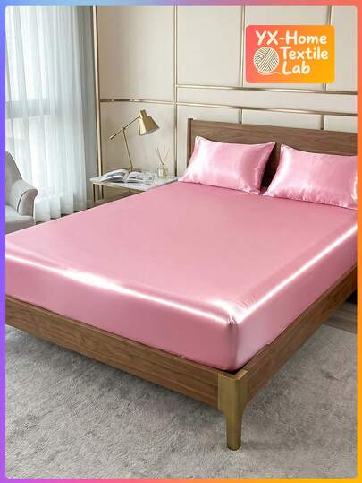 1 pezzo Lenzuolo da letto in raso, biancheria da letto, lenzuolo, coprimaterasso, sottoveste da letto di colore unito, copriletto piatto di alta qualità in stile seta, anti-polvere per camera da letto, tessile per la casa, lenzuolo in vera seta con tasche profonde, setoso e liscio, adatto per letti matrimoniali, letti singoli, letti king size, letti queen size, adatto per camera da letto, hotel, lavabile in lavatrice