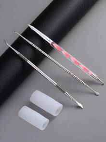 3pcs/Set Stainless Steel 3D Gel Sculpture Pens, Dual-Ended Nail Art Dotting Tools For Acrylic Powder Flower Design Carving And Modeling, Suitable For Extending Gel Polish Application - Multicolor - View 10