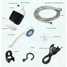 Esta ducha portátil para exteriores, con puerto USB recargable integrado y boquilla ajustable, es perfecta para acampar, hacer senderismo, ir de mochilero, disfrutar de la playa e incluso bañar a tus mascotas. Ligera y resistente, es un accesorio imprescindible para los mochileros. Su robusta construcción, diseño compacto y calidad superior la convierten en la opción ideal para viajar. - Blanco - Ver 2