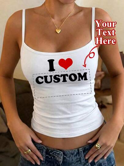 Áo Camisole nữ thiết kế theo yêu cầu - Tùy chỉnh áo kiểu chủ đề "Tôi yêu", thêm văn bản của bạn, chọn màu sắc và phông chữ, thiết kế áo camisole cá nhân hóa của riêng bạn, quà tặng kỷ niệm, quà tặng ngày Valentine, quà tặng tùy chỉnh, quà tặng ngày Valentine, lễ hội Carnival, lễ Phục sinh và Ramadan, áo nữ thiết kế theo yêu cầu, quà tặng cho bạn gái/gia đình, quà tặng ngày của Mẹ, quà tặng sinh nhật, quà tặng đám cưới, áo kiểu họa tiết trái tim, áo camisole nữ, áo nữ in họa tiết, áo nữ, áo nữ mùa hè