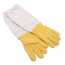 1Pair Soft Hand, Straight Thumb Beekeeper Beekeeping Bee Keeping Gloves Goatskin With Vented Long Sleeves - Yellow - View 2
