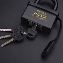 1 ổ khóa kim loại chịu lực cao kèm 4 chìa khóa - Khóa an ninh cấp thương mại, vỏ chắc chắn, chống chịu thời tiết và gỉ sét, dễ dàng thao tác bằng tay, thích hợp cho cổng, hàng rào, lồng, nhà kho - Cấu tạo bằng kim loại - A - Xem 4