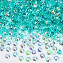 ICIQ 藍色樹脂水鑽 平底鑽石 黑金色非熱熔水晶 散裝水晶石 DIY 手工裝飾套組，適用於杯子、瓶子、玻璃杯、衣物 - 透明 湖藍 - 查看 9