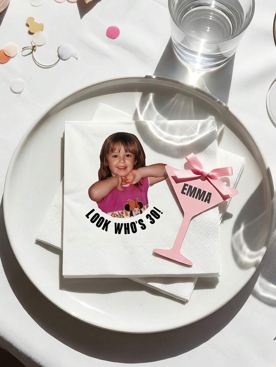 Customized Personalized Photo Napkins, Party Supplies, 30th Birthday Decorations, Personalized Gift - Multicolor - View 1