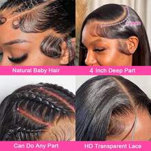 Long Straight Wigs Pre Plucked 13x4 Lace Front Wigs 200 Density HD Lace Front Wigs Human Frontal Hair 28 Inch 13x4 Straight Black Wigs Blended Hair For Women 5X5 Wear And Go Pre Cut Lace Front Wig With Baby Hair Daily Party Use - Natural & Black - View 9