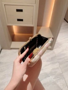 Túi Moonlit Eve, Túi đeo chéo họa tiết hoa nhiều màu, Túi dự tiệc dây xích cổ điển, Túi hộp vuông nhỏ, Thích hợp cho các cô gái dự tiệc, cô dâu, sinh viên đại học, người trẻ chuyên nghiệp, Đa năng cho tiệc tùng, dạ hội, đám cưới, Phối hợp hoàn hảo với phụ kiện dự tiệc, Họa tiết được gửi ngẫu nhiên. - Hồng - Xem 8