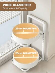 Rotating Spice Rack Organizer For Cabinet, Seasoning Organizer With Suction Bottom, Spice Turntable Shelves, Compact And Versatile, Can Organizer For Pantry, Metal Spice Storage Rack Organizer For Kitchen Countertop, Refrigerator Top, Black / Grey / White - trắng - Xem 10