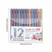 12/24 Pcs-Colored Needle And Tube Pen, Retro-Style Ink Pen, 0.5mm Nib, Delivering Smooth, Even Ink Flow. Ideal For Line Art, Doodling, Comic Design, Sketching And Outlining. Professional-Grade Art Supplies. - Other - View 3