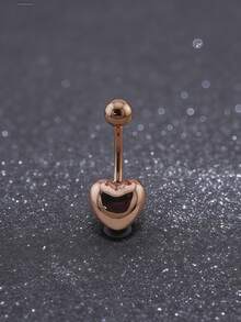 不锈钢心形肚脐环，适合女性日常佩戴 - 金黃色 - 查看 3