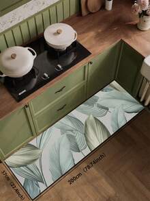 1 tấm thảm bếp bằng gel silica, nền xám nhạt với họa tiết lá cây Philodendron/cây lá rộng màu xanh đậm chân thực, kết cấu lá nhiều lớp tinh tế, phong cách Mori tự nhiên tươi mát, thảm bếp chống mỏi chân sang trọng, chất liệu vải bề mặt. - Nhiều màu - Xem 15