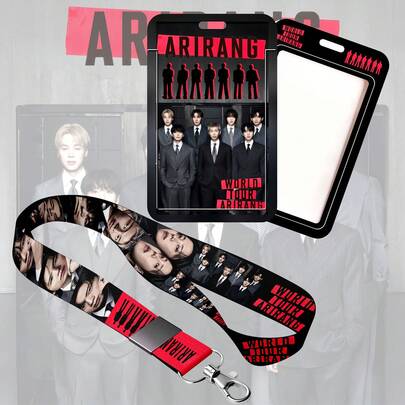BT/S AIRRANG Lanyard With Card Clip, Essential For K-Pop Concert, Suitable For RM, Jin, J-Hope, Jimin, V, Fans ID Card, Bus Card, Student ID, Offline Fan Gift Exchange