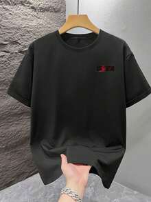 Men's Christmas Print Loose Fit Short Sleeve T-Shirt, 1 Piece | Exquisite Design | Summer Essential | Easy To Match, Features A Vintage Style. Popular Item. - 黑色 - 查看 3