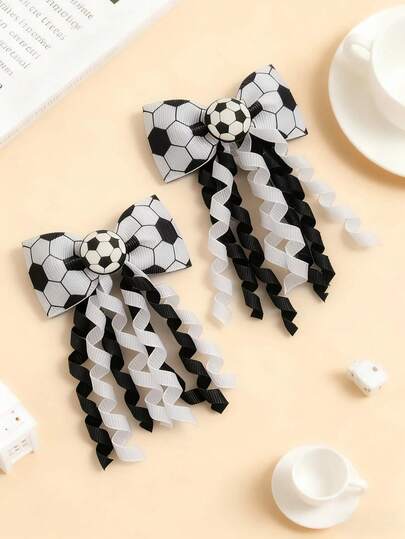 2 Stück Fußball-Serie mit digitalem Muster Haarspangen, süße und fußballartige Haaraccessoires, farbenfrohe und modische Accessoires, geeignet für den täglichen Outfit, Fußball-WM Ausrüstung, Geschenk zum Schulanfang, Valentinstag, Muttertag, Geburtstagsparty, Neujahrsgeschenk