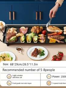 Aoran Household Smokeless Electric Grill, Extra-Large Extended Non-Stick Roasting Pan, Multifunctional Indoor Barbecue And Grill Pot, Adjustable Temperature And Drip Tray, Suitable For Both Indoor And Outdoor Use, Can Be A Holiday Gift. - US A Type Plug(110-127V) - View 10