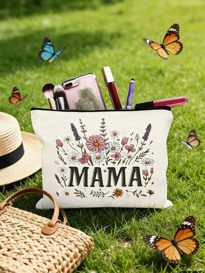 Túi đựng mỹ phẩm bằng vải canvas in chữ "Mama" và họa tiết hoa, Túi đựng mỹ phẩm thường ngày in hình hoa dại dành cho mẹ, Túi khóa kéo hình hoa dại dễ thương, Quà tặng Ngày của Mẹ, Túi đựng đồ vệ sinh cá nhân khi đi du lịch, Túi vải canvas có khóa kéo, Túi đựng mỹ phẩm trong ví, Túi phụ kiện hoa văn phong cách Boho, Hộp đựng mỹ phẩm hoa văn thời trang, Quà tặng cho mẹ, bà, Mama, Túi vải canvas đựng mỹ phẩm, văn phòng phẩm, đồ dùng du lịch, Quà sinh nhật độc đáo, Quà tặng ngày lễ, Quà tặng tiệc tùng, Quà tặng Ngày của Mẹ, Quà cưới.