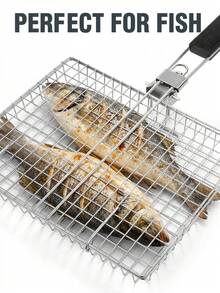 簡約式烤肉籃附鎖定機制 耐熱手把 烤肉架 烤肉工具 適合夏季後院派對與野餐 廚房必備 烹飪烤爐 露營設備 露營必備 - A - 查看 7