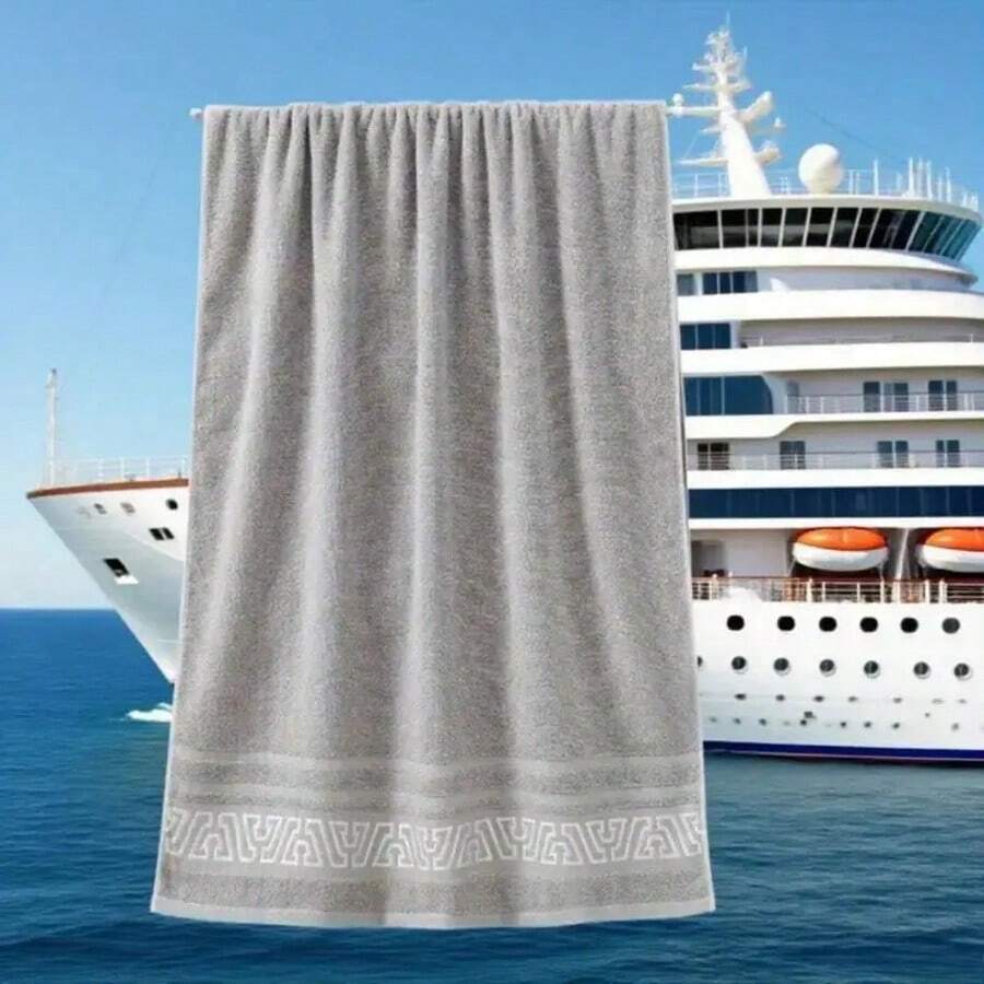 Luxury Thickened Soft Absorbent Bath Towel With Grey White Black Geometric Pattern, Quick-Drying Rectangular Design For SPA, Gym, Shower, Swimming And Daily Body Care, Unisex For Adults Men And Women - Mixed Colors - View 1