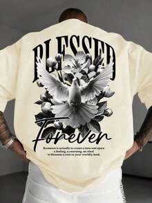 Men's Simple And Versatile Graphic Print Short Sleeve T-Shirt - Grey - View 1