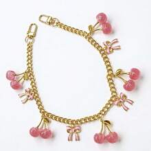 1pc Women's Ins Style Pink Sweet Cherry Underarm Bag Charm, Delicate Bow Metal Chain Accessory Accessoires Charms For Bag Teacher Gifts - Multicolor - View 4