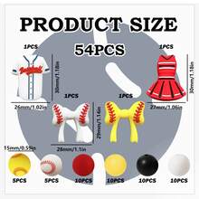 25/32/54 piezas Juego de cuentas de silicona con diseño de béisbol, cuentas sueltas con forma de jersey, guante y lazo de béisbol, para hacer llaveros, collares, pulseras, decoración, bolígrafos y colgantes, regalo de cumpleaños y festividades - Serie de béisbol - Ver 20
