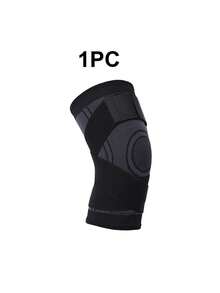 1pc S/M/L/XL Outdoor Sports Knee Pads, Unisex Compression Elastic Sports Knee Support, Basketball Volleyball Fitness Equipment, Gym Accessories, Knee Brace Support - Black - View 2