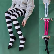 Women Over The Knee Socks Cotton Thigh High Socks Black White Blue Colorful Striped Pattern Fashion Casual Daily Wear - Kiểu 04 - Xem 1